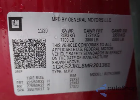 2021 GMC Yukon Xl 4Wd Denali from USA, damaged, VIN 1GKS2JKL8MR201361